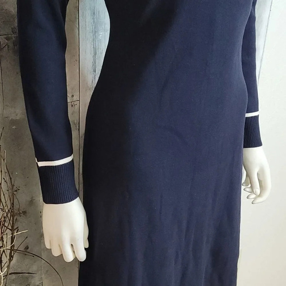 Halogen Long Sleeve Sweater Dress In Navy Night - Picture 4 of 11
